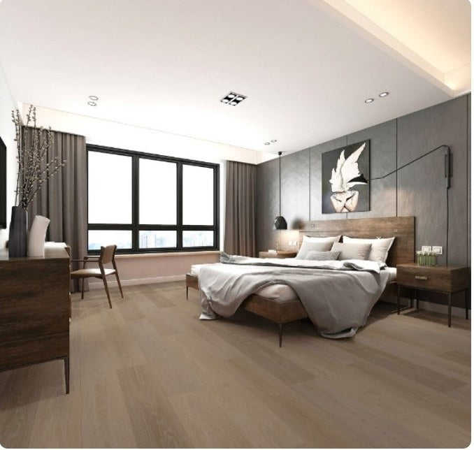 BHW Floors Sawatch Obispo plank swatch, Mid brown, warm